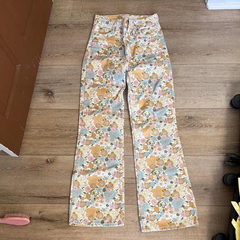 Topshop Floral High-Waisted Pants - Multicolor